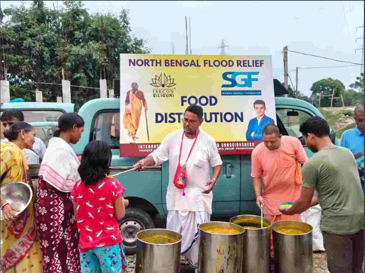 ISKCON & Sourav Ganguly Foundation Join Hands for North Bengal Flood Relief in Siliguri