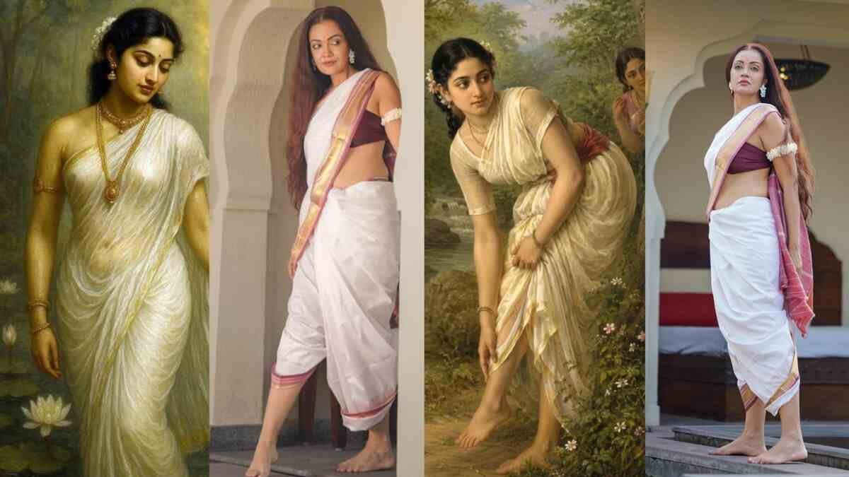 Sheena Chohan, Shakuntala, Raja Ravi Varma, Indian Mythology, Sheena Chohan Photoshoot, Bollywood Actress, Evolve Back Hampi, Indian Art Reimagined, Shakuntala Painting, Contemporary Indian Woman